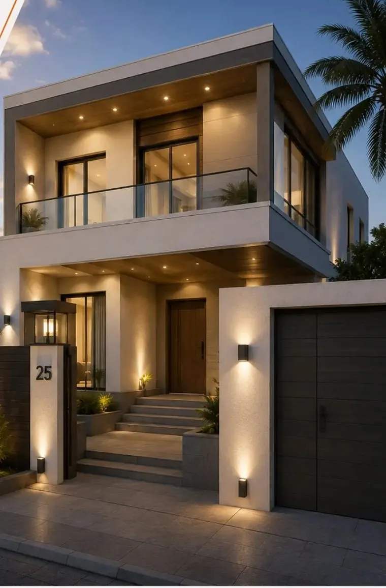 Villa contemporaine avec éclairage extérieur, région de Casablanca