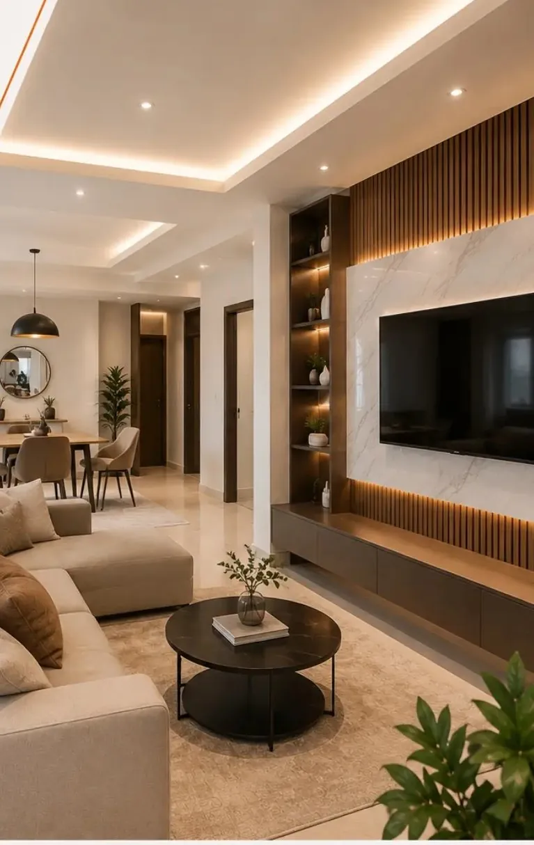 Rénovation complète d'un salon et séjour à Casablanca